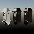 Skateboards As Fitness Sport Equipment With Various Designs And Colorful Wheels
