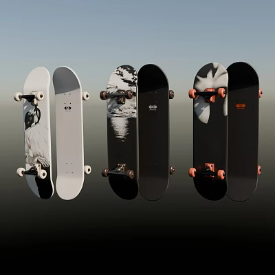 Realistic skateboard three realistic skateboards 3d model