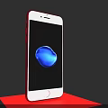 Red Frame Smartphone Displaying Blue Liquid Effect On Screen With Red Stand And Dark Background