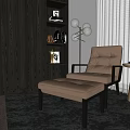 Modern recliner chair side table combination 3d model