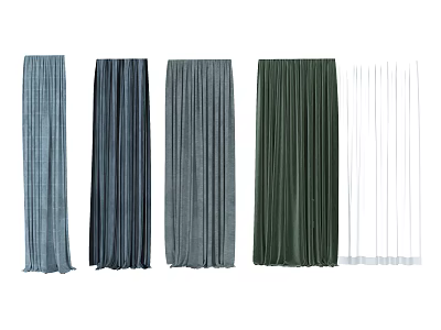 Elegant Modern Draped Curtains in Assorted Colors for Home Window Decor 3d model