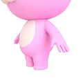 Decorative Ornament Set with Cute Pink Rabbit Figurine for Home Decor