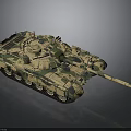Camouflage Painted Military Tank 3D Model Featuring Cannon Turret And Tracks