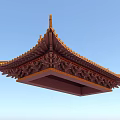 Traditional Chinese Architectural Roof With Yellow Tiles Curved Eaves And Ornamental Sculptures