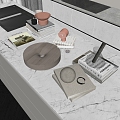 Modern Table Ornaments Clock Mortar Books 3d model