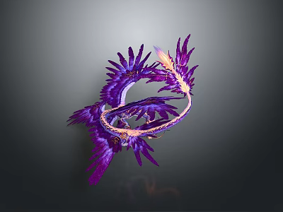 Vibrant Mythical Purple Pink Dragon Creature With Circular Body Feathered Wings And Tail 3d model