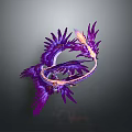 Vibrant Mythical Purple Pink Dragon Creature With Circular Body Feathered Wings And Tail