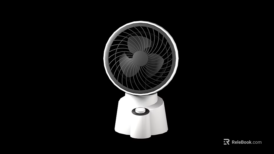 Modern Air Cooler Fan With White Base And Circular Tabletop Design 3d model 