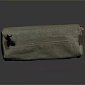Light Gray Fabric Pencil Case With Zipper Closure Black Pull And Red Accent