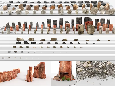 Various Types of Natural Stone and Wood Materials for Design Projects 3d model