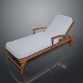 Comfortable Wooden Frame White Cushion Outdoor Reclining Leisure Lounge Chair