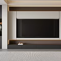 Modern Minimalist TV Background Cabinet With Embedded Warm LED Lighting And Practical Storage Display Design