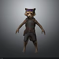 Raccoon Wearing Goggles Vest And Shorts In Full Body Standing Pose