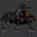 Futuristic Military Pilot Controlling Armored Mechanical Quadruped Combat Vehicle