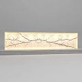 Elegant Modern Bed Background Wall With Cracked Patterns And Glowing Red Lines 3d model