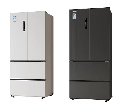 Multi door White and Black Refrigerator Freezer with Modern Sleek Design and Stylish Finish 3d model
