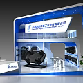 Blue Two Story Automotive Industrial Company Exhibition Booth With Reception Desk Display Equipment And Plants