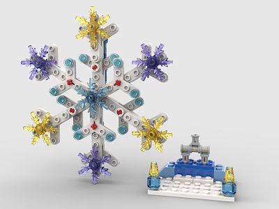 Colorful Building Blocks Snowflake Shape With Mini Castle And Decorative Pieces 3d model