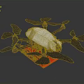 Aerospace Drone With Red Base Silver Cover And Multiple Propellers For Cosmic Missions
