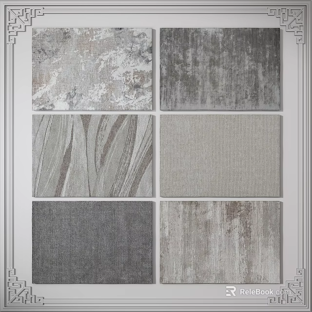 Square Carpets with Various Textures Modern Patterns and Neutral Tones for Home Decor 3d model