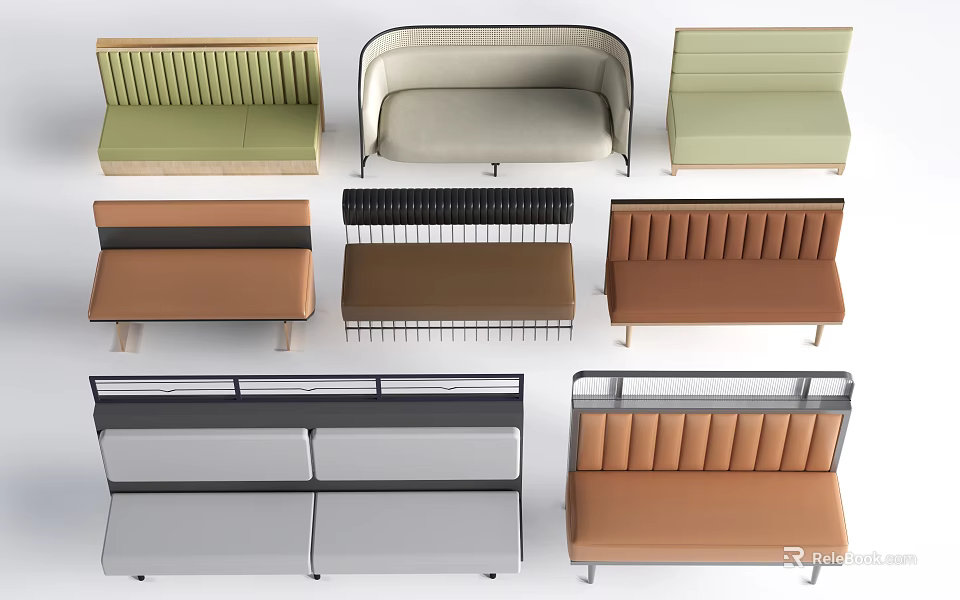 Modern Banquette Sofas With Various Upholstered Styles And Color Options 3d model