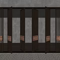 Modern Black Metal Folding Doors With Vertical Slats And Copper Accents For Entrance Space Design