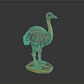 Brown Handcrafted Ostrich Sculpture With Decorative Base On Gray Background