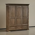 Classic Wooden Wardrobe With Three Doors And Three Drawers Elegant Design