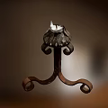 Vintage Iron Candle Lamp With Curved Decorative Base And Lampshade