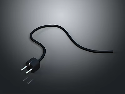 Black Durable Flexible Power Plug Extension Cable For Electrical Equipment Use 3d model