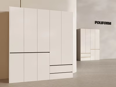 Nordic Simple Solid Wood Wardrobe 3d model