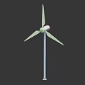 White Wind Turbine Model With Three Blades Stable Base On Gray Background 3d model