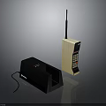 Vintage Beige Mobile Phone With Black Charging Dock Electronic Device 3d model
