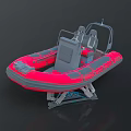 Red and Gray Inflatable Boat with Seats on Display Stand