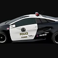 Modern Police Car with Roof Mounted Lights White And Black Exterior POLICE Branding On Side