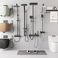 Stylish Bathroom Fixture Set With Wall Hung Toilets Shower Systems Towel Rack Slippers And Mat