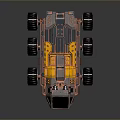 Six Wheeled Utility Vehicle With Large Off Road Tires Powerful Headlights And Roof Mounted Equipment