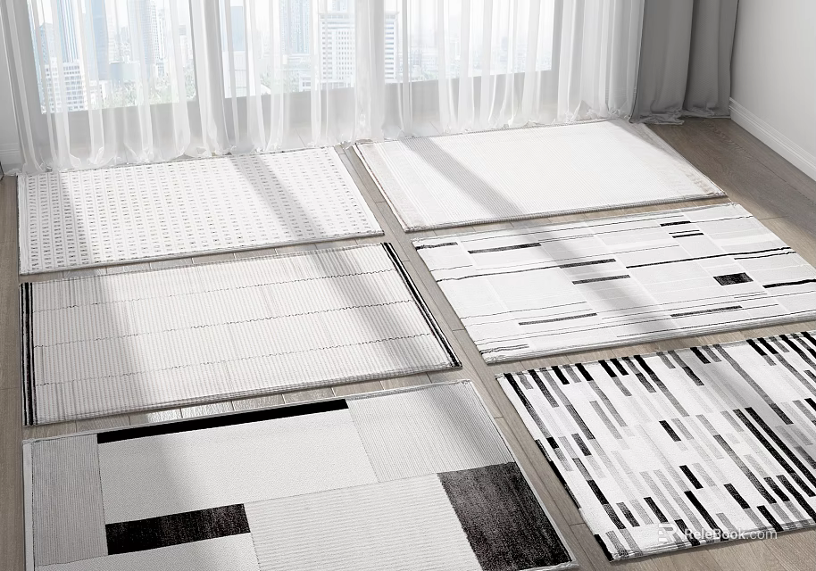 Modern Square Rugs With Geometric Patterns For Living Room Interior Decor 3d model 