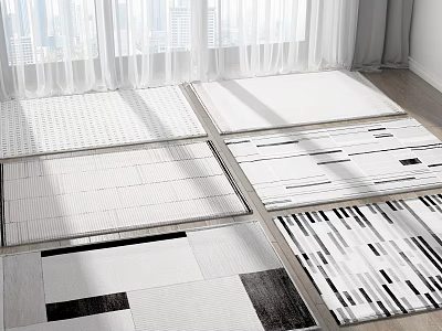 Modern Square Rugs With Geometric Patterns For Living Room Interior Decor 3d model