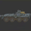 Blue Wheeled Military Tank With Top Mounted Gun And Armored Exterior Design