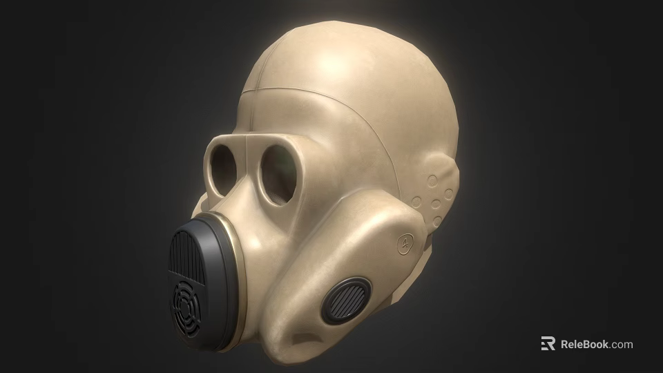 Beige Hat With Round Design Elements And Black Accent Features 3d model 