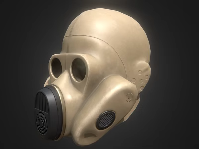 Beige Hat With Round Design Elements And Black Accent Features 3d model