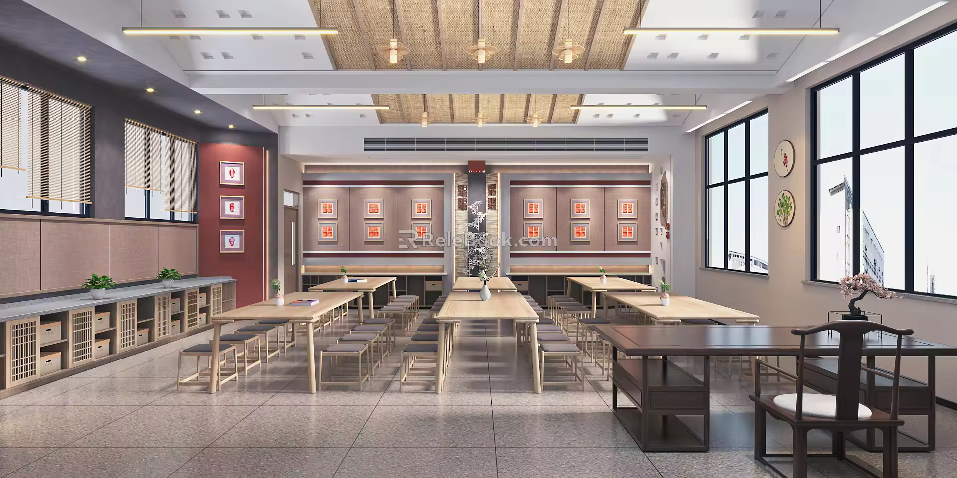 New Chinese Style Classroom Seal Carving Classroom 3d model