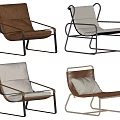Modern Leisure Chairs Featuring Various Materials Metal Frames And Soft Cushions 3d model