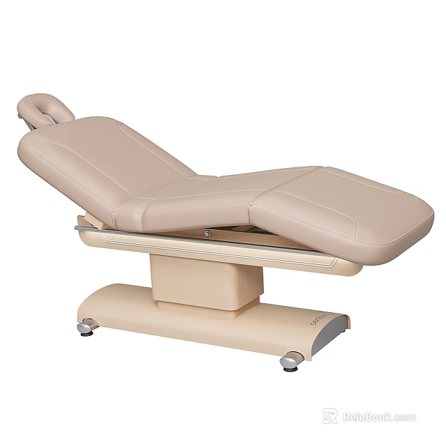 Beige Massage Table With Adjustable Sections Comfortable Surface And Wheels 3d model 