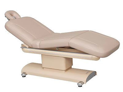 Beige Massage Table With Adjustable Sections Comfortable Surface And Wheels 3d model