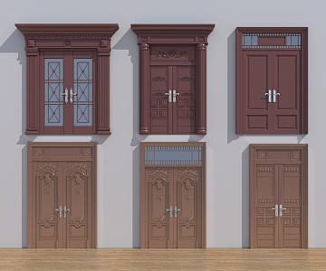 European style double door 3d model