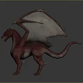 Game Movie Character Red Dragon With Large Wings And Detailed 3D Design