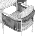 Modern Outdoor Table Set With Light Colored Woven Chairs For Patio Use 3d model