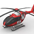 Red Rescue Helicopter Featuring White Cross Symbol On Black Rotors And Red Fuselage